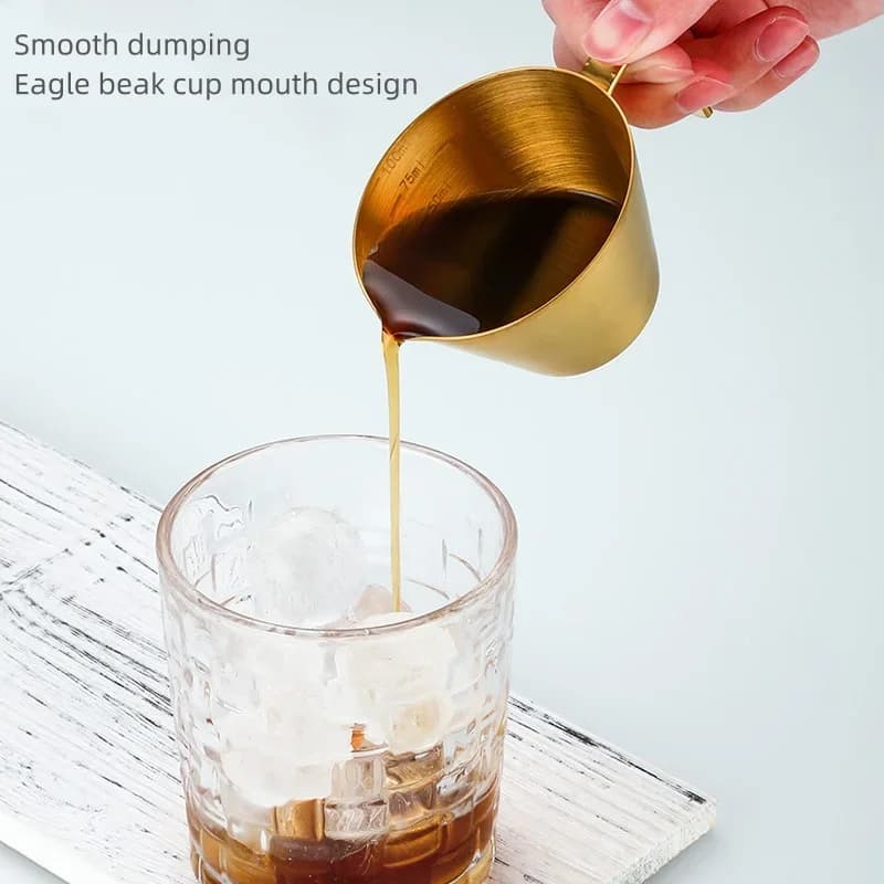 304ステンレス製 目盛り付き コーヒー抽出カップ エスプレッソ 計量カップ ミルクカップ キッチンツール