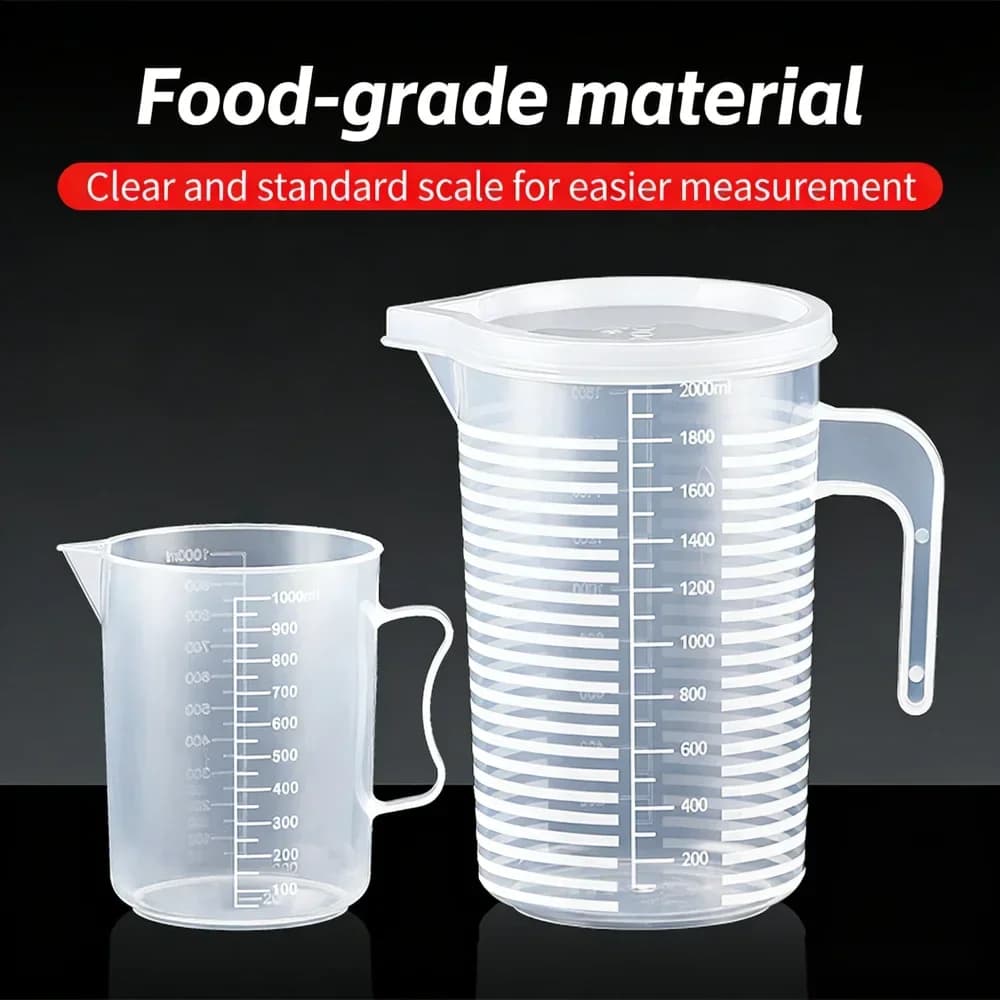 食品グレード 計量カップ 100〜5000ml 目盛り付き 耐熱PC製 プラスチックビーカー