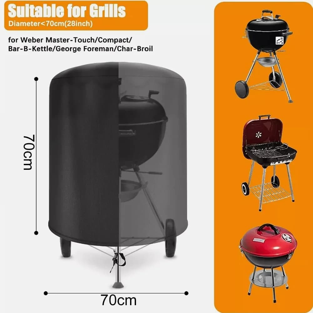 Raweao ケトルBBQグリルカバー 防水・防雨 ラウンド型 オックスフォード製 57cm