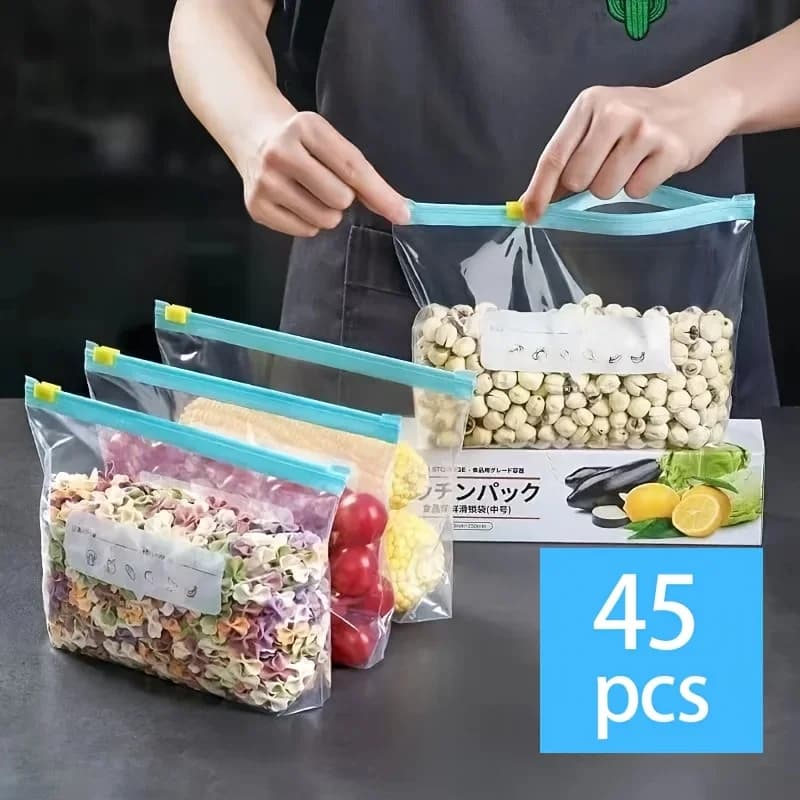 ジッパー式 食品保存バッグ 10〜90枚セット 鮮度保持・液漏れ防止 冷凍保存対応