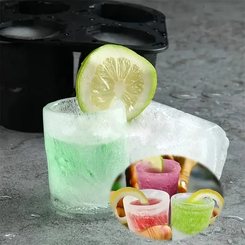 シリコン製 製氷皿 4球 丸型カップ形状 ウイスキー・ビール用 アイストレー バー・キッチン用品