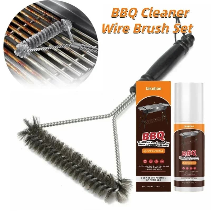 ステンレス製BBQクリーニングブラシ こびりつき防止 バーベキュー用ワイヤーブラシ