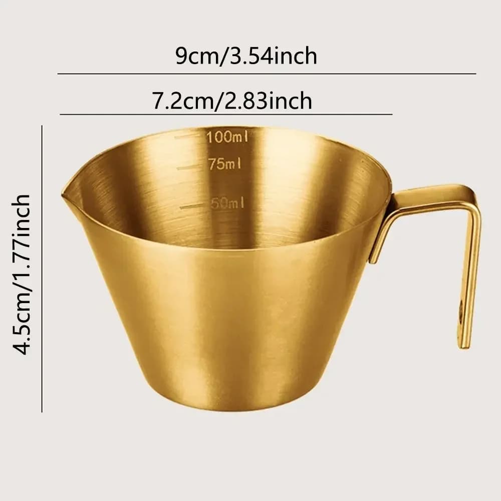 304ステンレス製 目盛り付き コーヒー抽出カップ エスプレッソ 計量カップ ミルクカップ キッチンツール