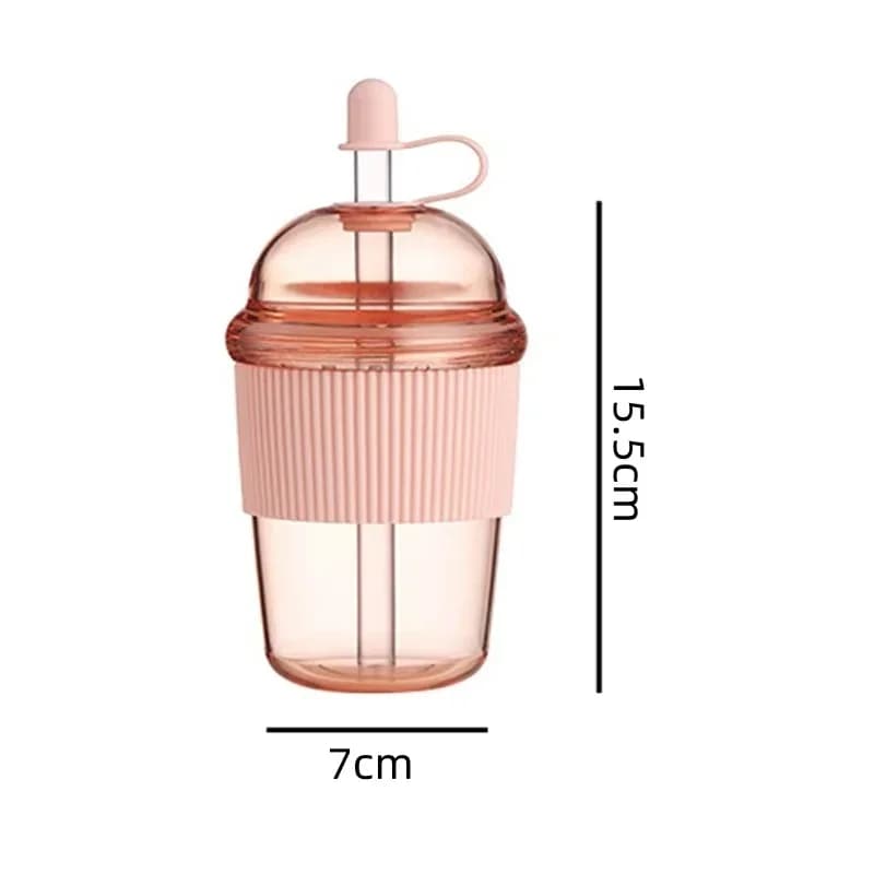 ストロー付きウォーターボトル 430ml フリップトップ 耐熱 プラスチックカップ