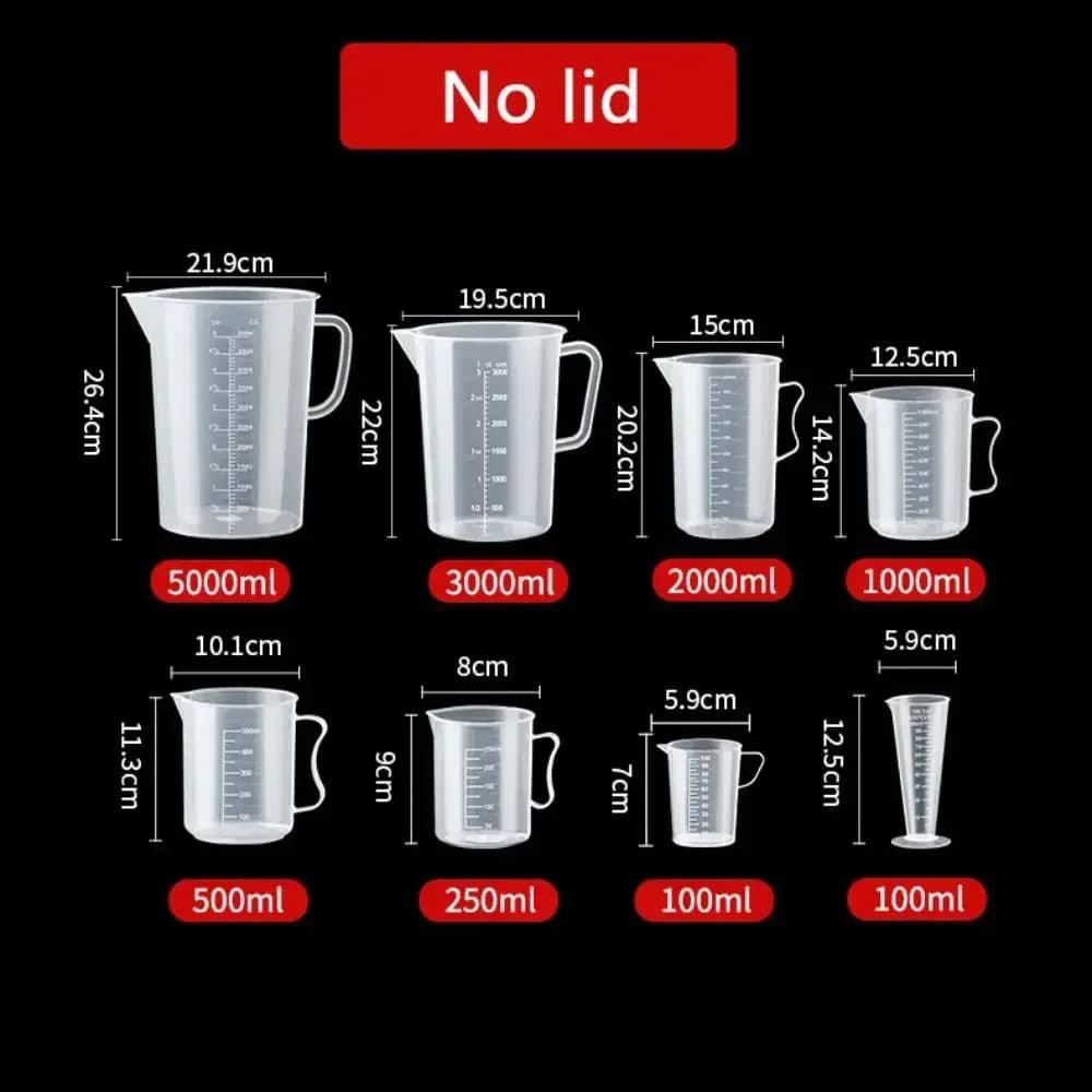 食品グレード 計量カップ 100〜5000ml 目盛り付き 耐熱PC製 プラスチックビーカー