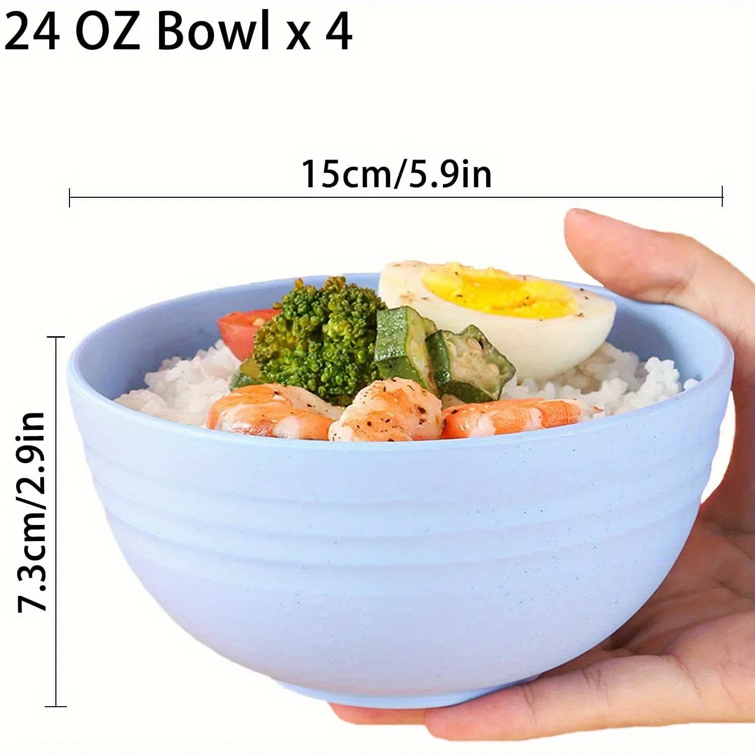 割れにくいボウル 4個セット 24オンス PPプラスチック 電子レンジ・食洗機対応 スープ/ご飯用