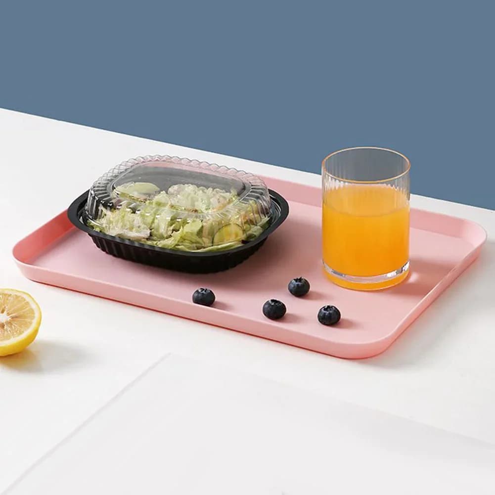 長方形 サービングトレイ 滑り止め 傷防止 プラスチック製 配膳トレイ カフェ お茶 フルーツ デザート