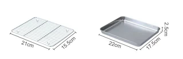 ステンレス製 網付きベーキングトレイ オーブン・BBQ・ロースト用角型天板＆ラック
