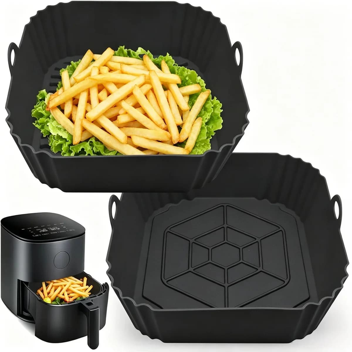 エアフライヤー用 シリコンポット ノンスティック 耐熱クッキングマット