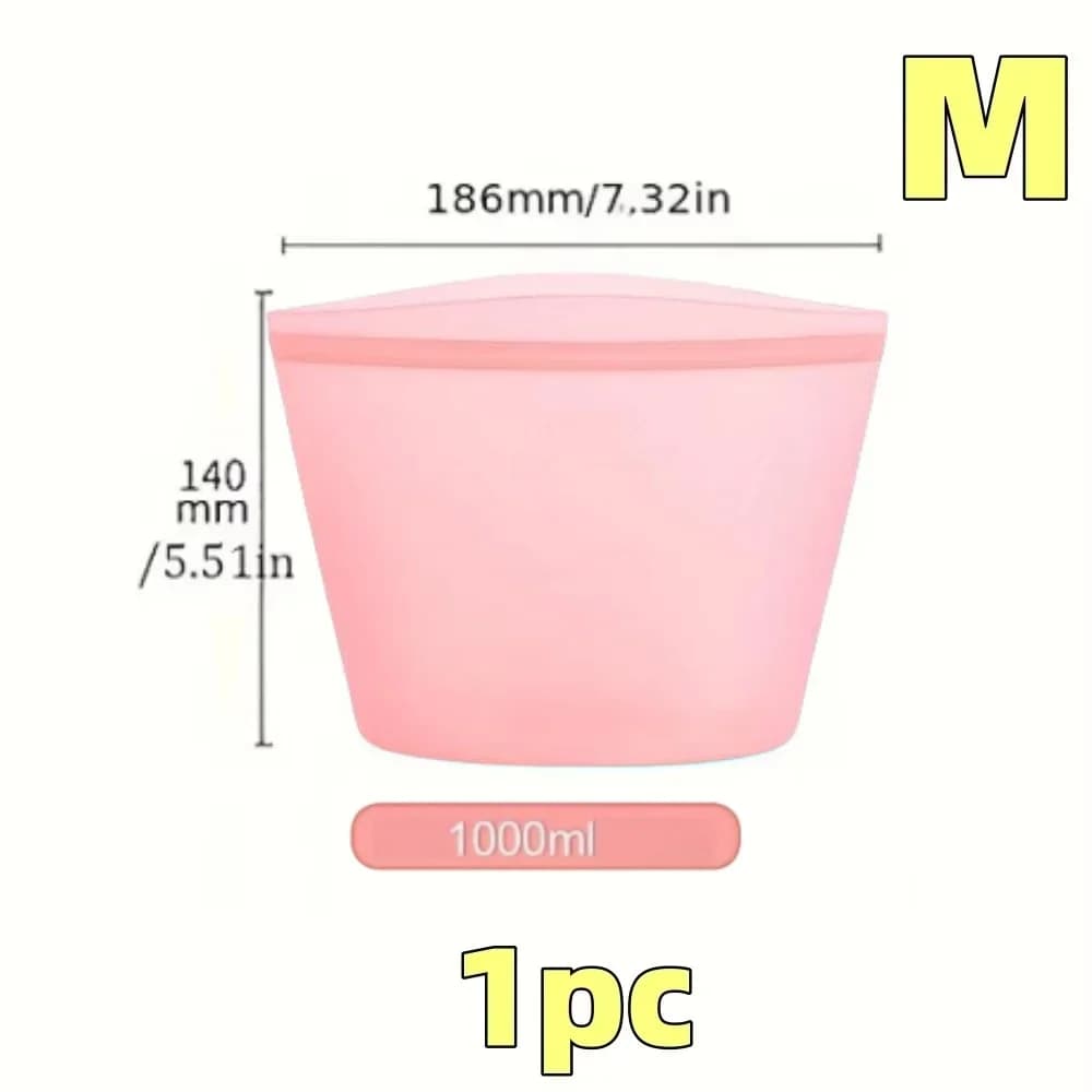 シリコン製 食品保存バッグ 1/3個セット 繰り返し使える 密閉ジッパーバッグ 冷蔵・冷凍対応