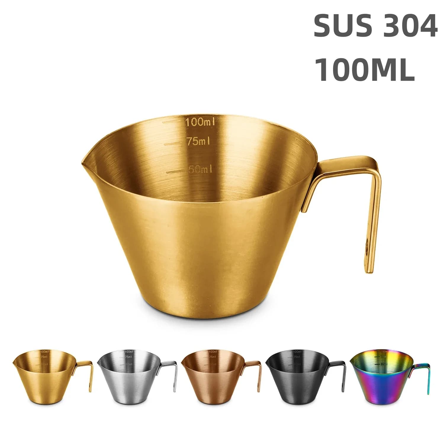 304ステンレス製 目盛り付き コーヒー抽出カップ エスプレッソ 計量カップ ミルクカップ キッチンツール