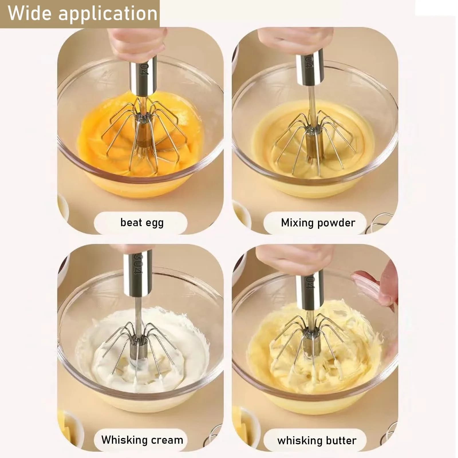 ステンレス製 半自動泡立て器 製菓・料理用エッグビーター