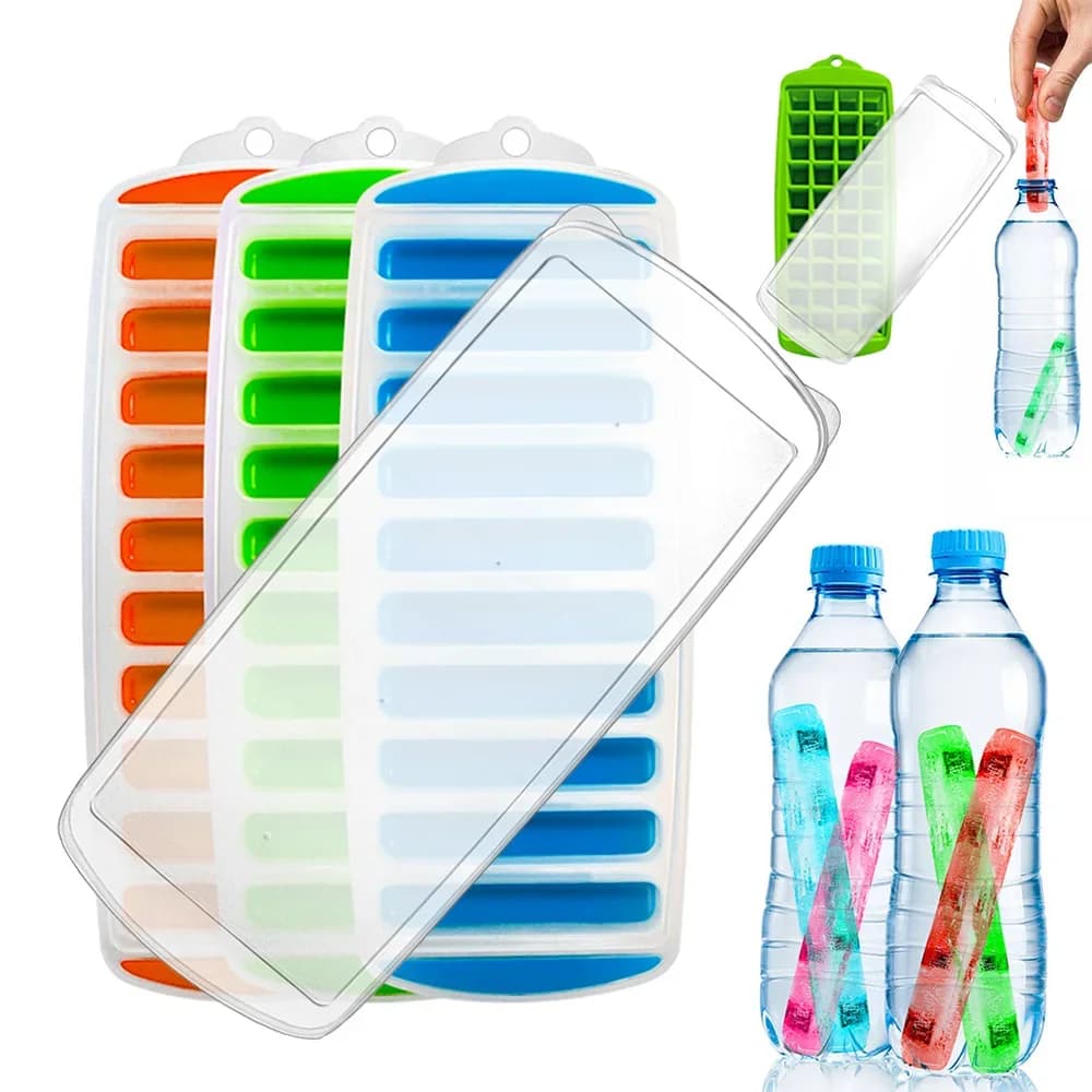 蓋付き スティックアイストレイ 水筒・スポーツボトル用 押し出し式 製氷皿 製氷器 再利用可能