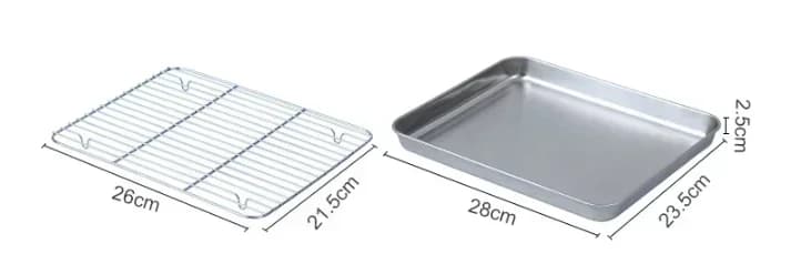 ステンレス製 網付きベーキングトレイ オーブン・BBQ・ロースト用角型天板＆ラック