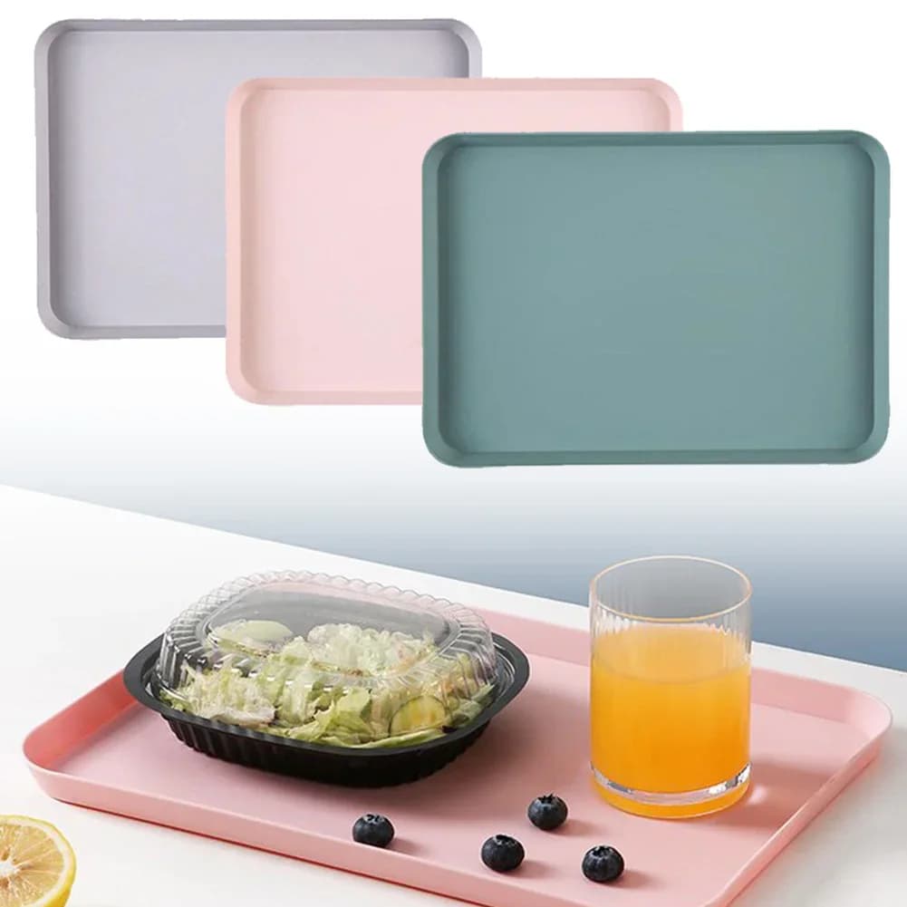 長方形 サービングトレイ 滑り止め 傷防止 プラスチック製 配膳トレイ カフェ お茶 フルーツ デザート