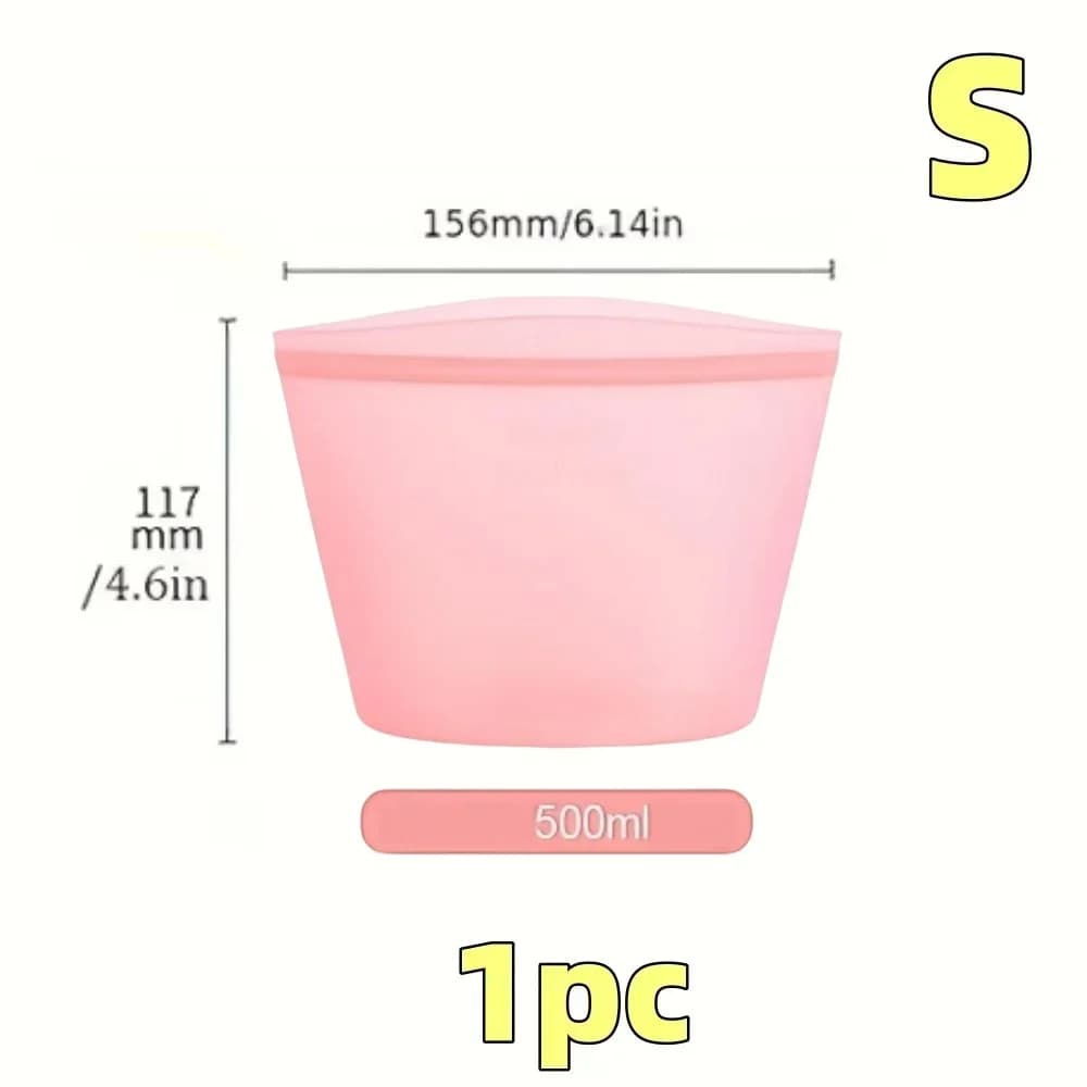 シリコン製 食品保存バッグ 1/3個セット 繰り返し使える 密閉ジッパーバッグ 冷蔵・冷凍対応