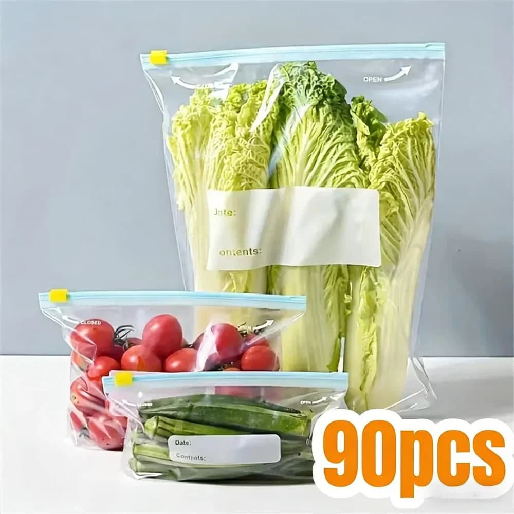 ジッパー式 食品保存バッグ 10〜90枚セット 鮮度保持・液漏れ防止 冷凍保存対応
